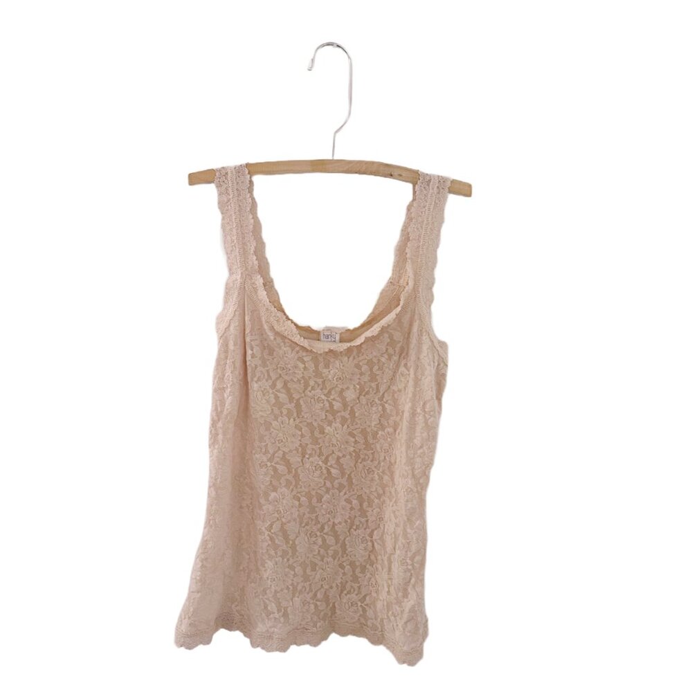 Vintage Hanky Panky Lace Sleeveless Top Cream Tank Sleepwear